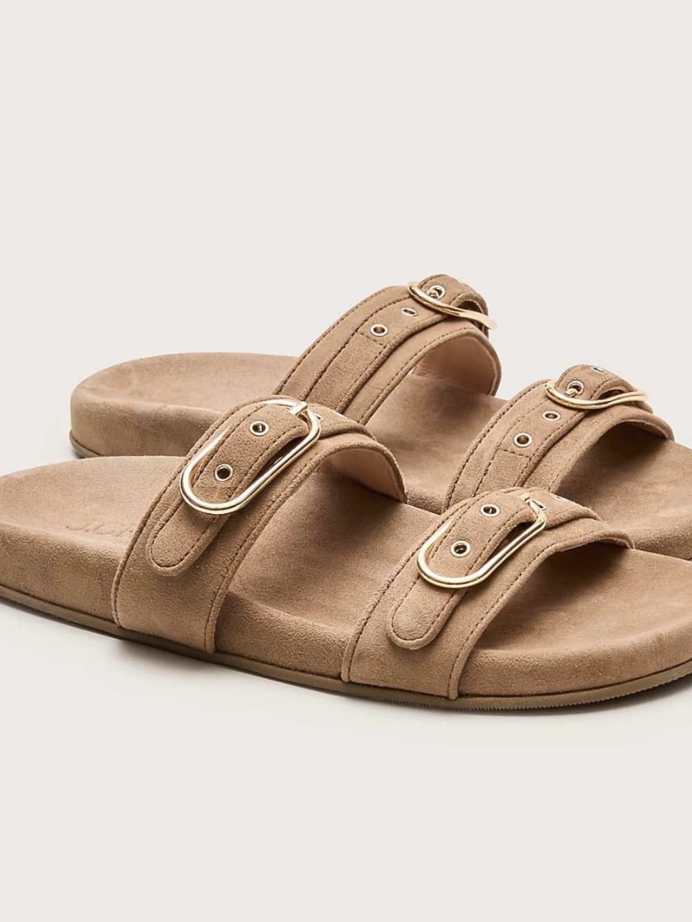 J. Crew Kira Buckle Sandals Suede in Taupe Gold Buckle Sz. 8 CR923 NEW $128